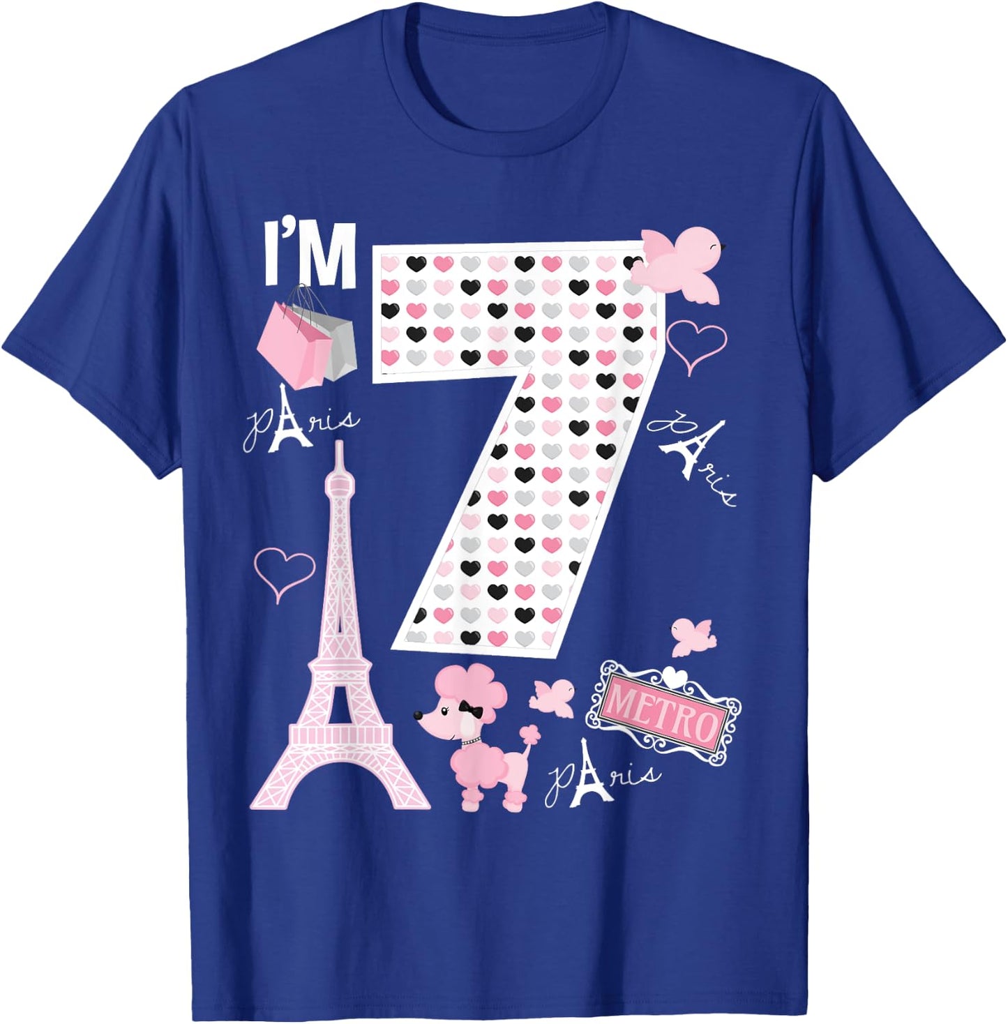 Paris 7th Birthday Girl Paris 7 Year Old Matching Family T-Shirt - T-Shirt | Royal