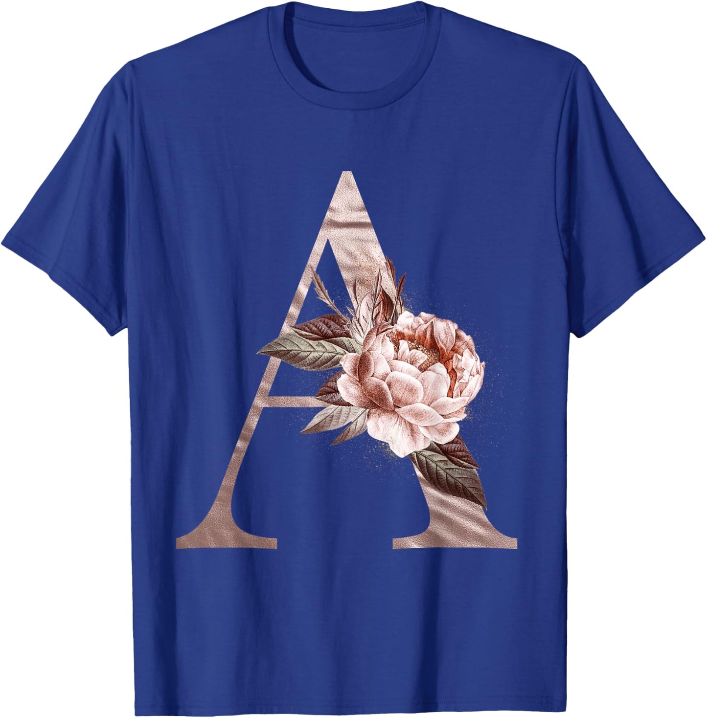 Elegant Monogram Letter A Flower Alphabet Letter A Gift T-Shirt - T-Shirt | Royal