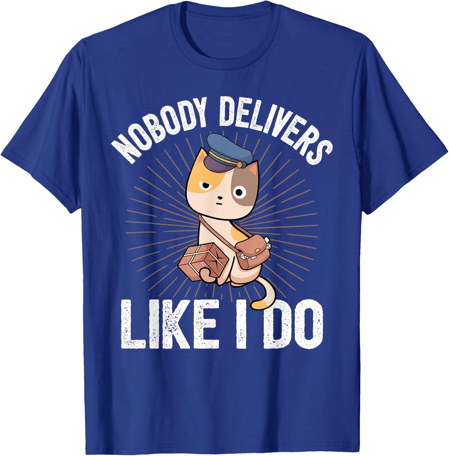 Letter Carrier Gifts & Postal Service Postman Mailman Mail Package Deliver Funny Cat I Deliverer Black Small T-Shirt - T-Shirt | Royal
