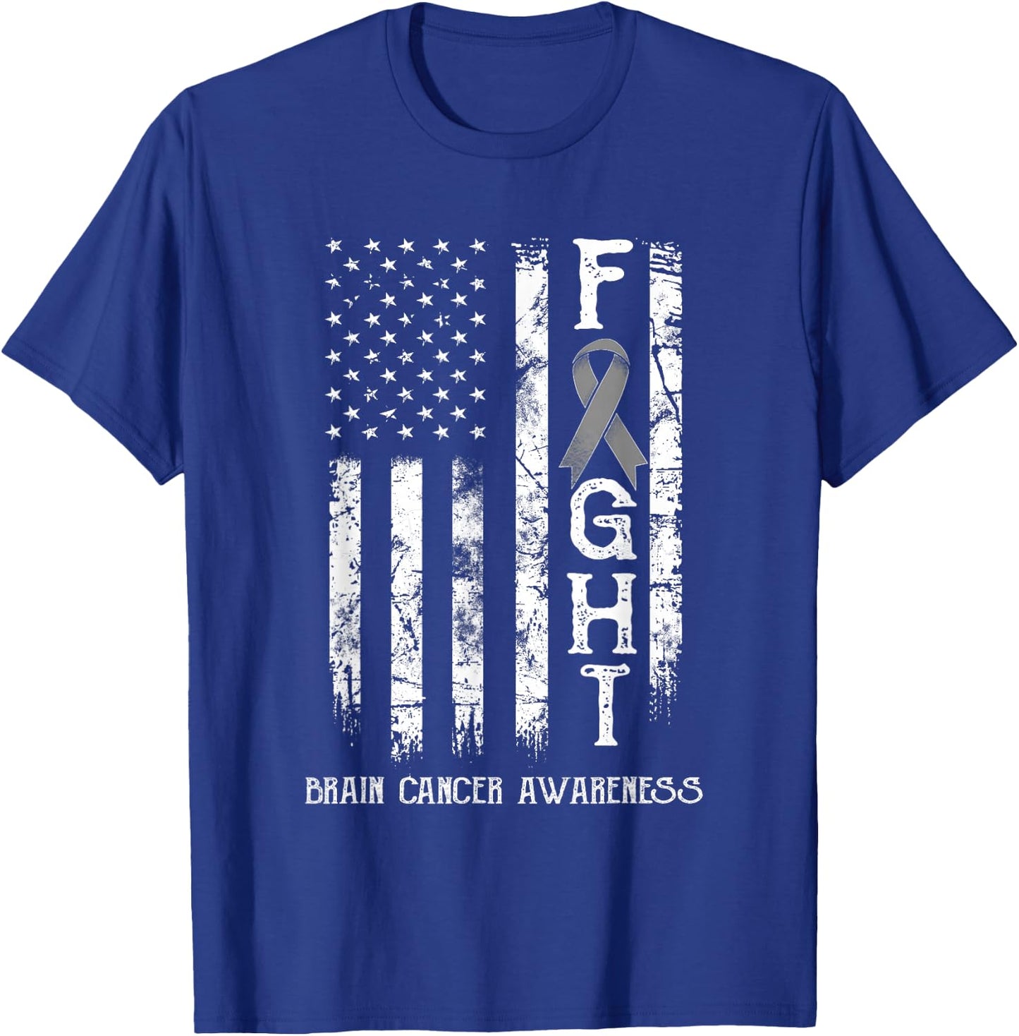 Brain Cancer Warrior US Flag T-Shirt - T-Shirt | Royal