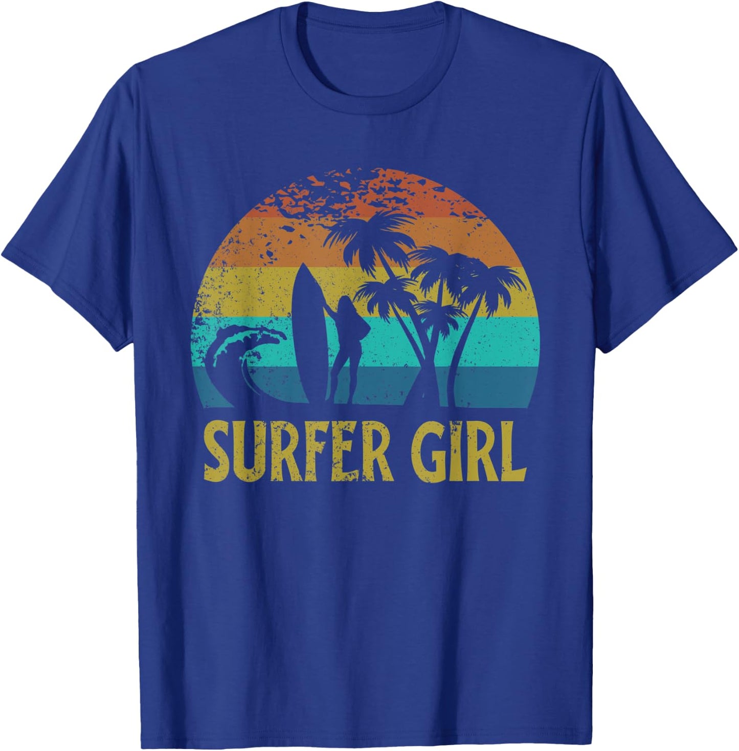 Surfer Girl Retro 70s surfing T-Shirt - T-Shirt | Royal