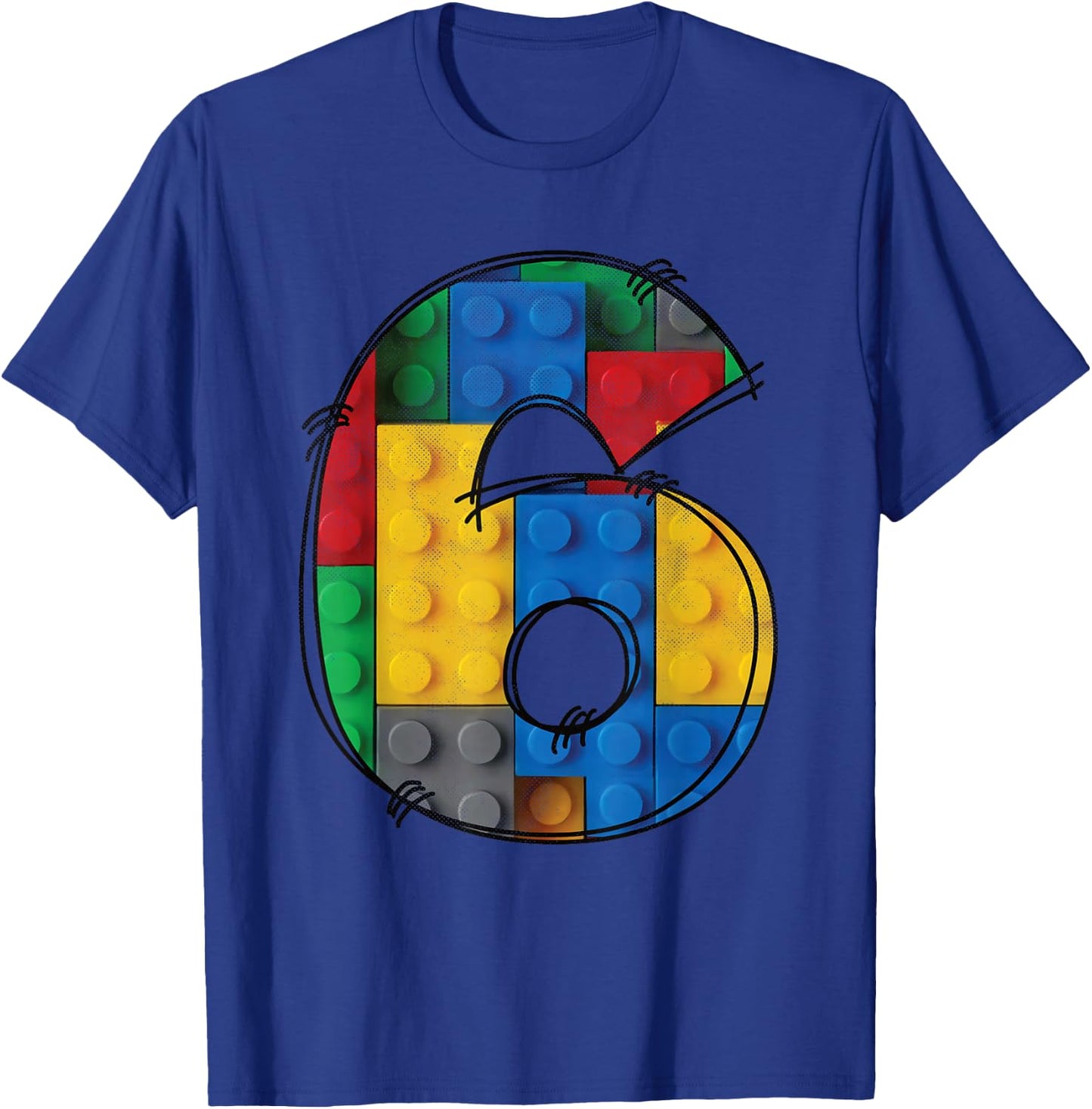 6 Years Old Blocks Building 6th Birthday Kid Master Builder T-Shirt - T-Shirt | Royal