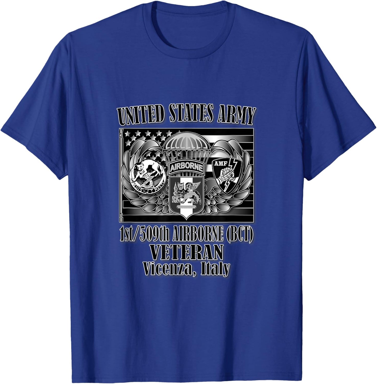1/509th Airborne (BCT) Veteran (Front Design) T-Shirt - T-Shirt | Royal