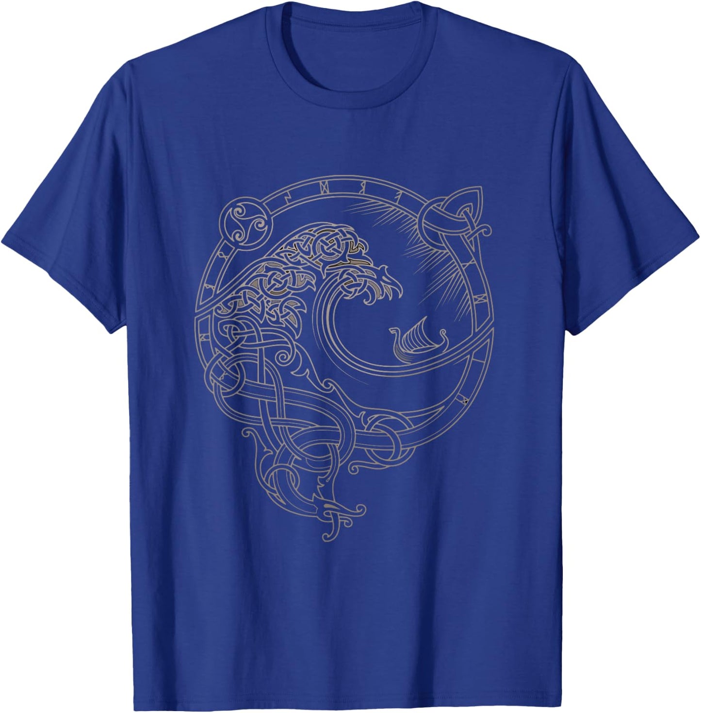 Vintage-Vikings celtic mythology dragon boat wave runes T-Shirt - T-Shirt | Royal