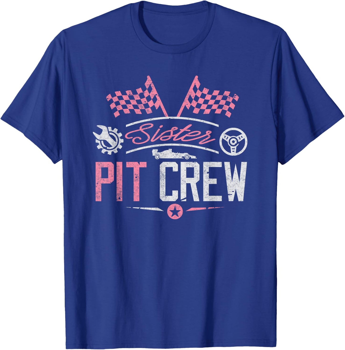 Racing Car Sister Racer Shirt Sister Pit Crew Women Girl T-Shirt - T-Shirt | Royal