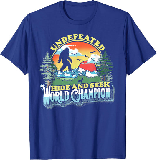 Bigfoot Undefeated Hide and Seek World Champion Vintage 80s T-Shirt - T-Shirt | Royal