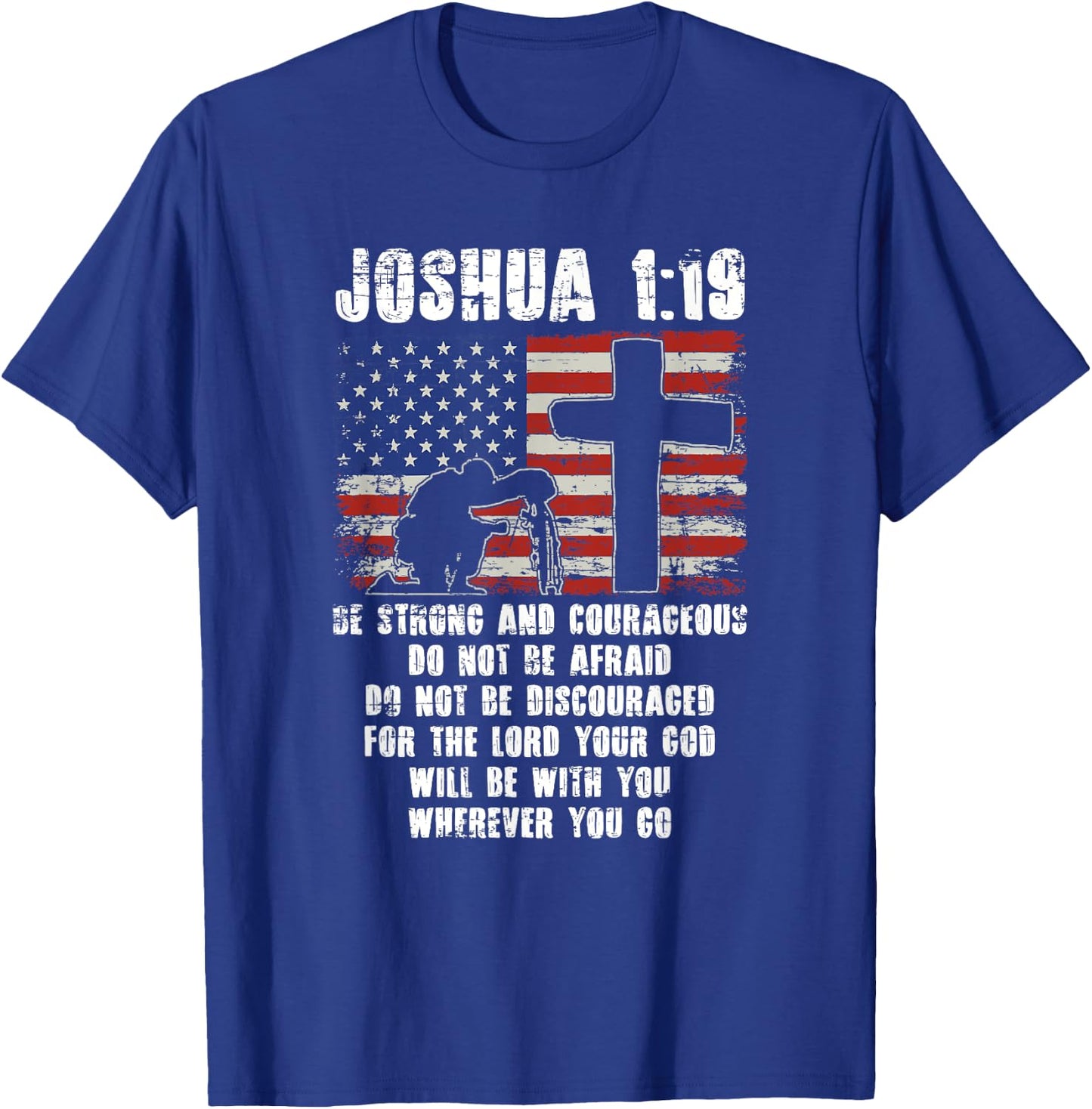 Holy Bible Verse Patriotic Christian Gift USA Flag Prayer T-Shirt - T-Shirt | Royal