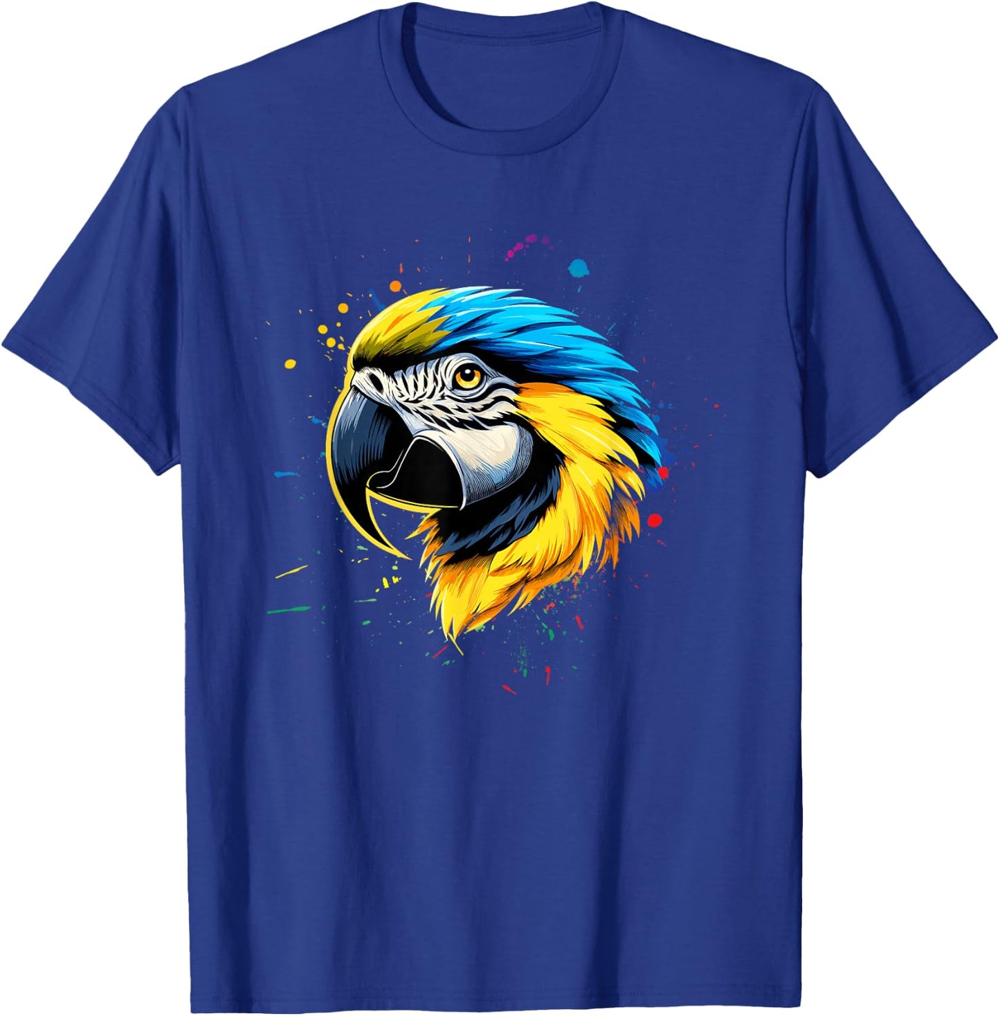 Blue Yellow Macaw Face Watercolor Macaw T-Shirt - T-Shirt | Royal