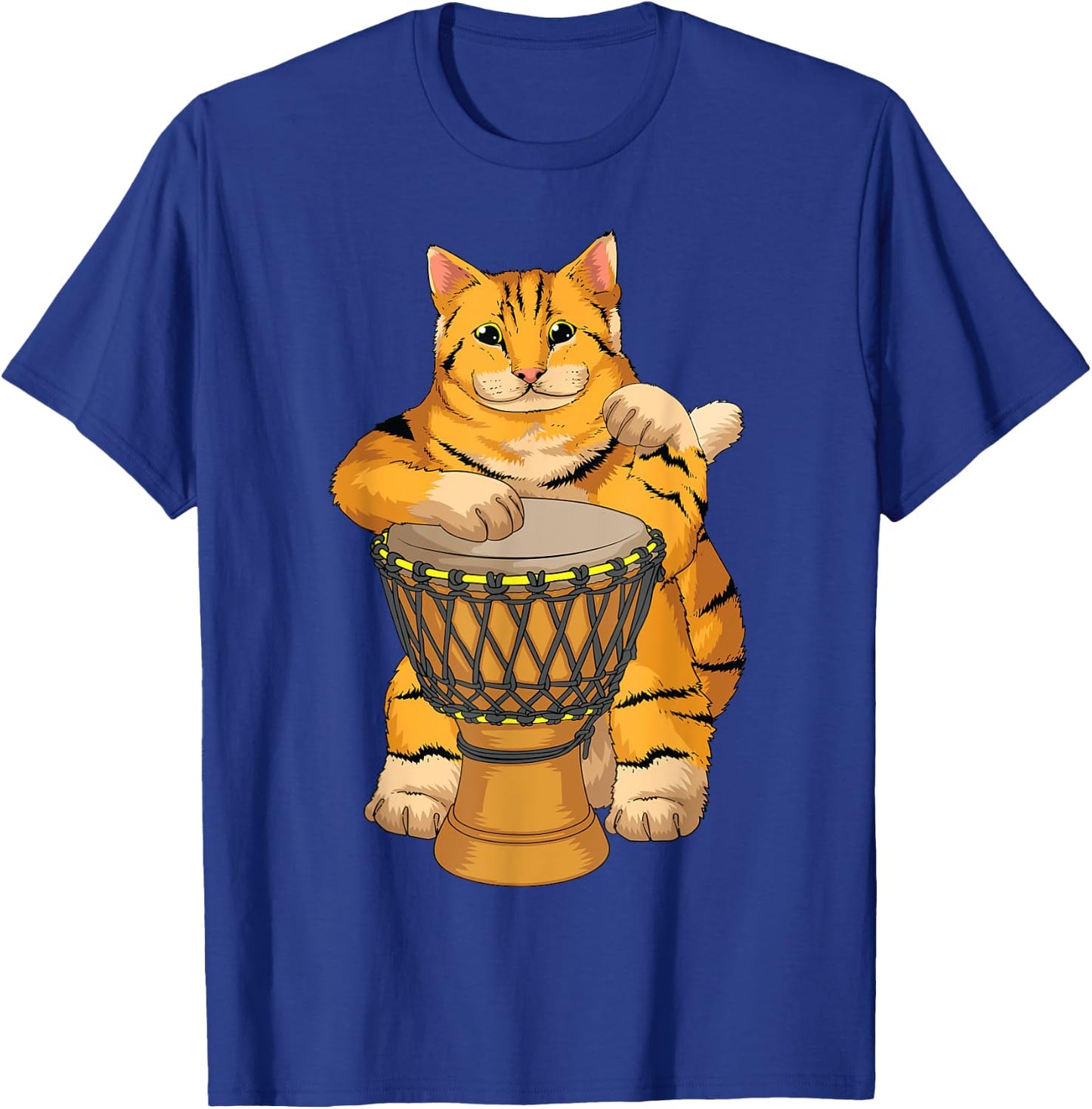 Funny Cat Playing Djembe Gift | Cute Kitten Musician Fan T-Shirt - T-Shirt | Royal