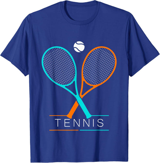 Tennis Women Men Children Tennis Racket & Ball T-Shirt - T-Shirt | Royal