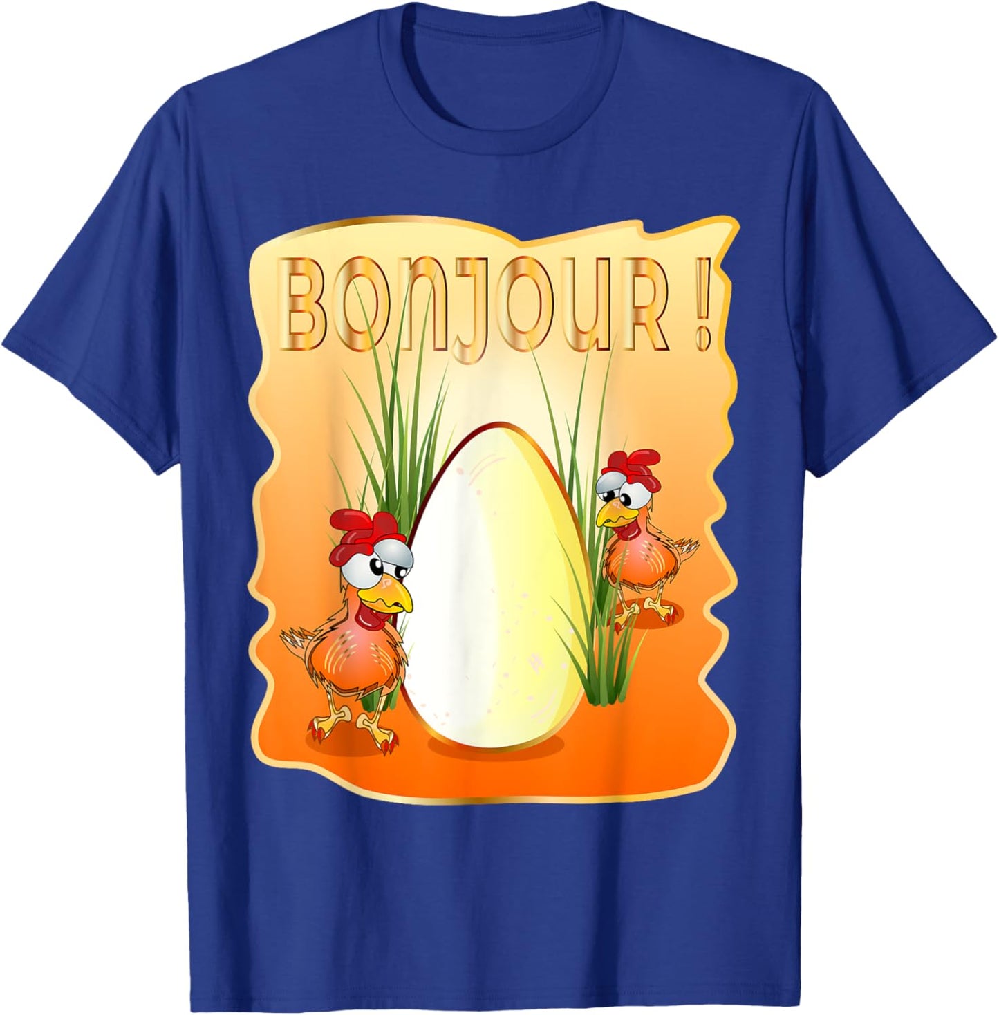 French Chicken Happy Easter Eggs Greetings Bonjour France T-Shirt - T-Shirt | Royal