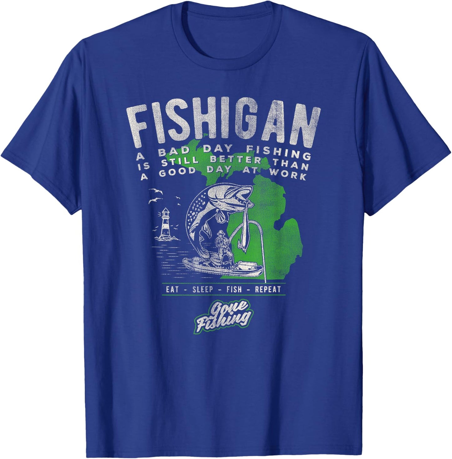 Fishigan Michigan Fishing Gift Apparel women novelty T-Shirt - T-Shirt | Royal