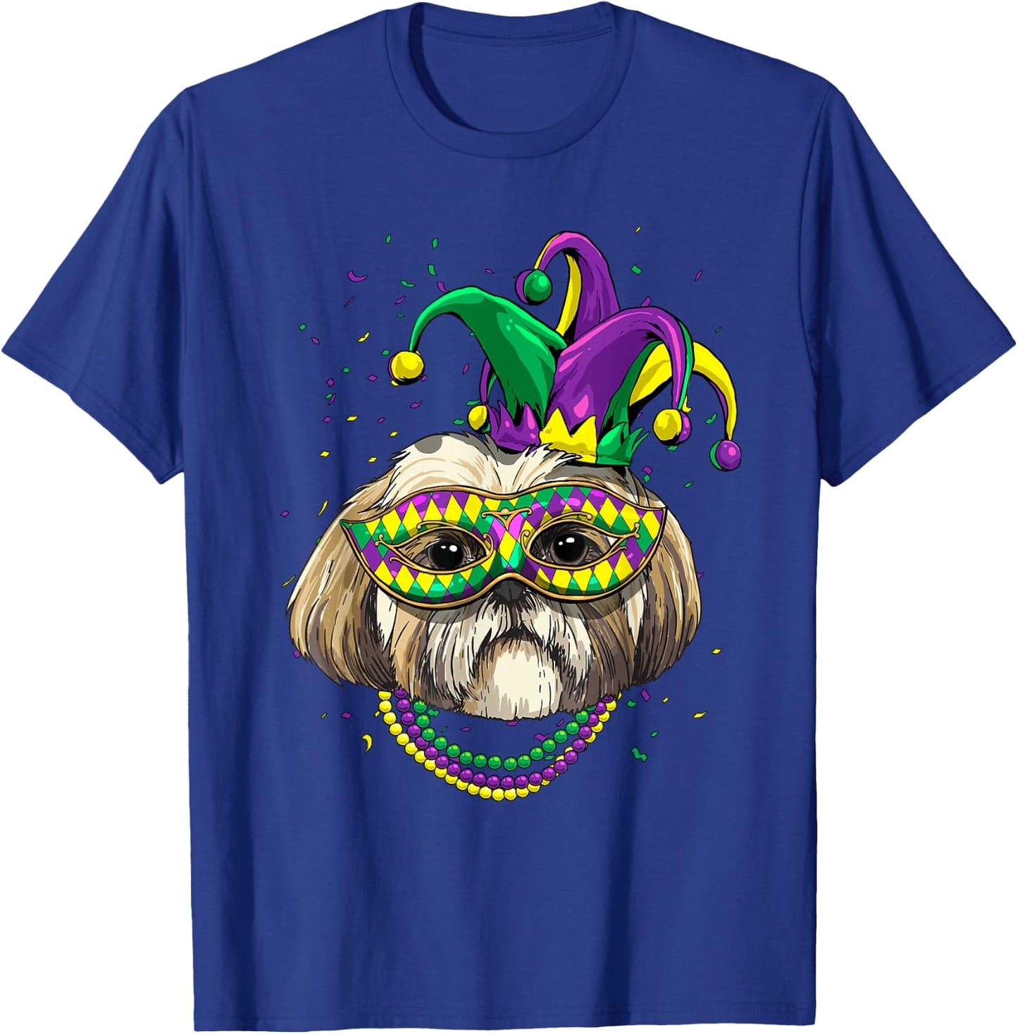 Shih Tzu Dog Lover Cute Mardi Gras Carnival Jester T-Shirt - T-Shirt | Royal