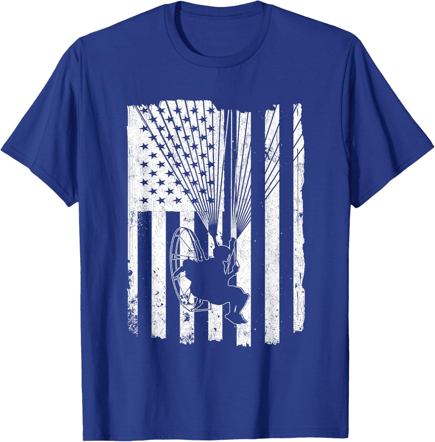 Paramotor Powered Paraglider USA American Flag T-Shirt - T-Shirt | Royal