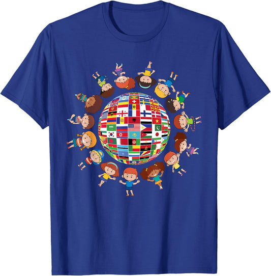 Flags Of The World Cultural Diversity Kids Around The Globe T-Shirt - T-Shirt | Royal