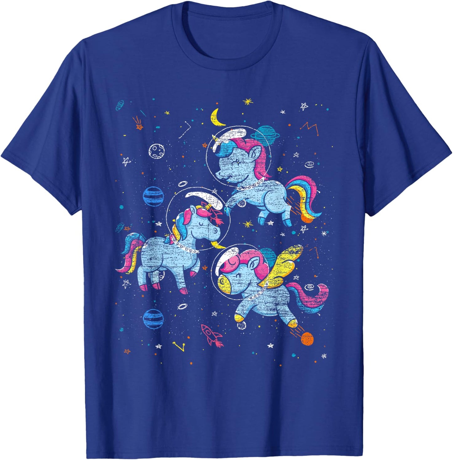 Astronaut Outer Space Planets Magical Girls Gift Unicorn T-Shirt - T-Shirt | Royal
