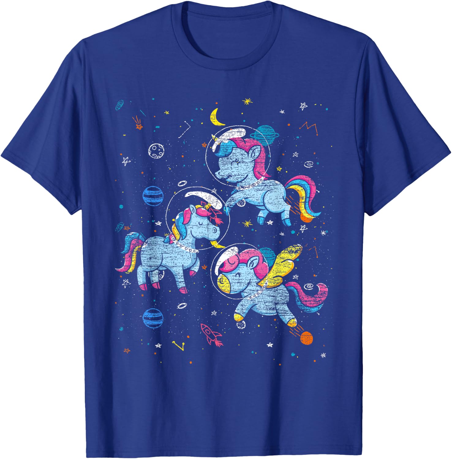 Astronaut Outer Space Planets Magical Girls Gift Unicorn T-Shirt - T-Shirt | Royal