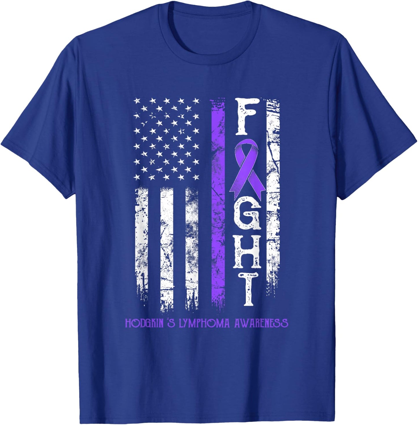 Hodgkin's Lymphoma Warrior US Flag T-Shirt - T-Shirt | Royal