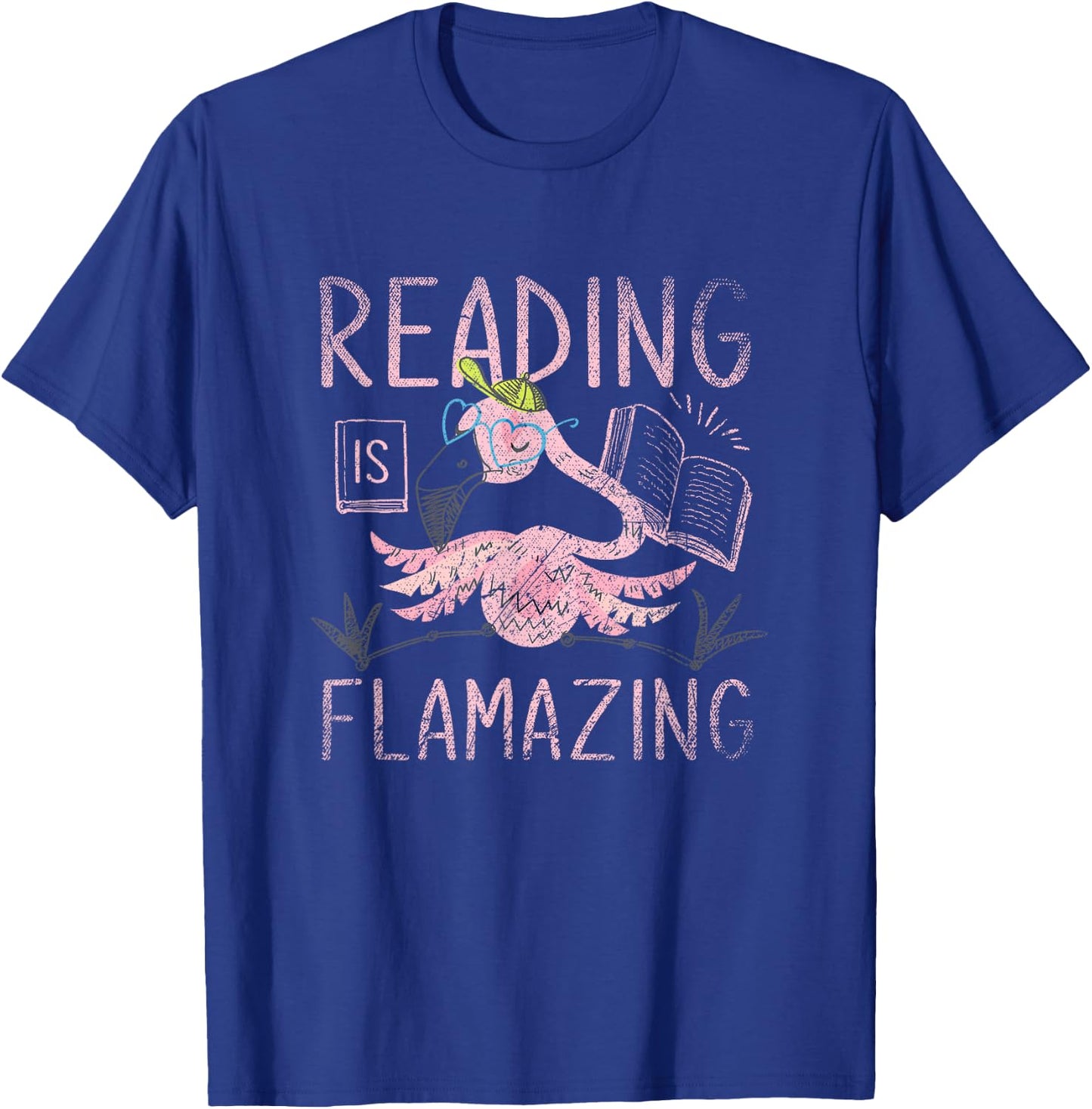 Reading Is Flamazing Flamingo T-Shirt - T-Shirt | Royal