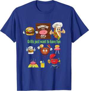 Grills Just Want To Have Fun BBQ Grill Master Grilling Dad T-Shirt - T-Shirt | Royal