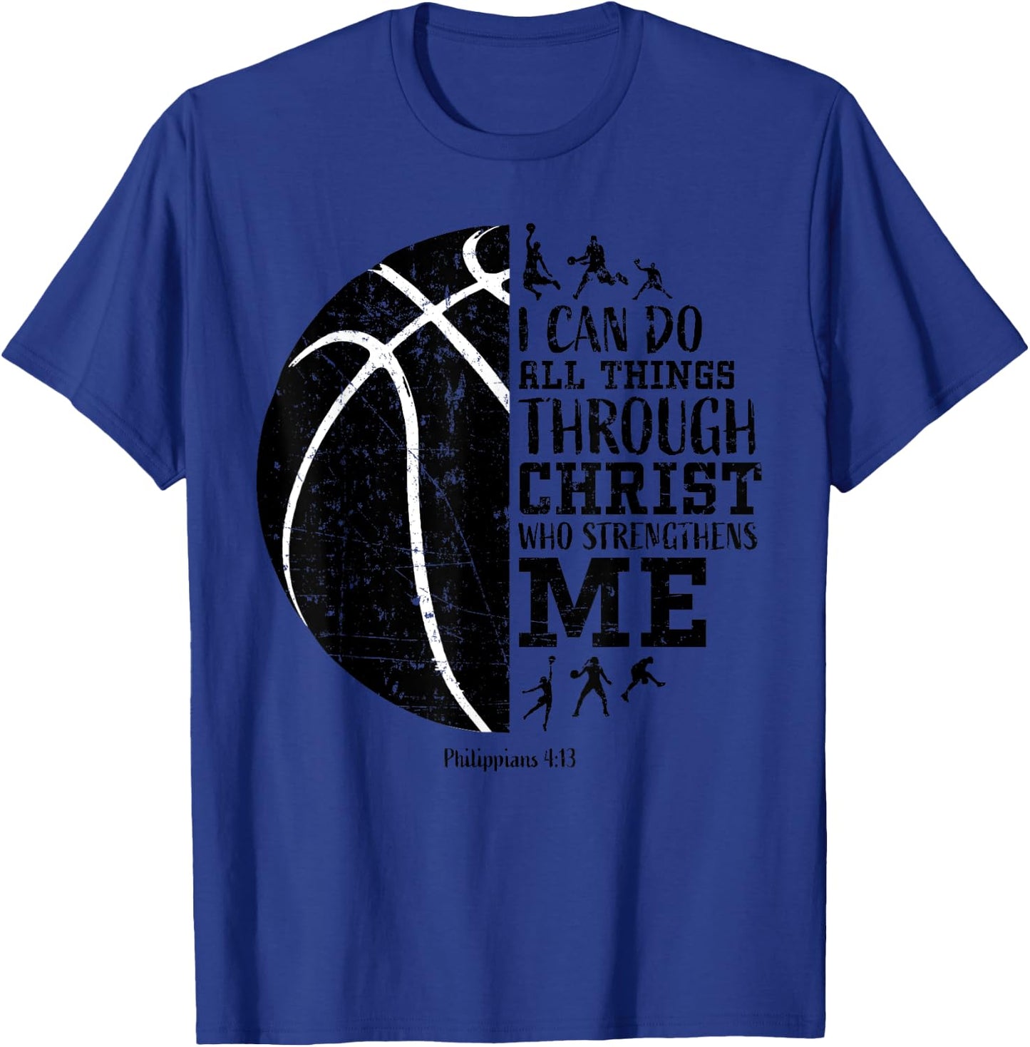 Christian Basketball Shirts Kids Boys Girls Philippians 4 13 T-Shirt - T-Shirt | Royal