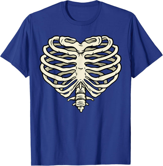 Halloween Costume Heart Shape of a Skeleton Rib Cage T-Shirt - T-Shirt | Royal