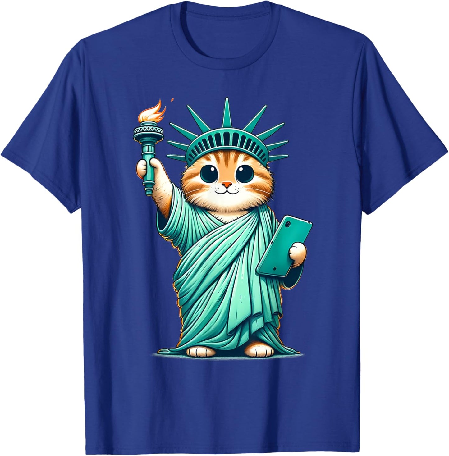 Cute Kawaii Cat Statue of Liberty I Love New York NYC T-Shirt - T-Shirt | Royal