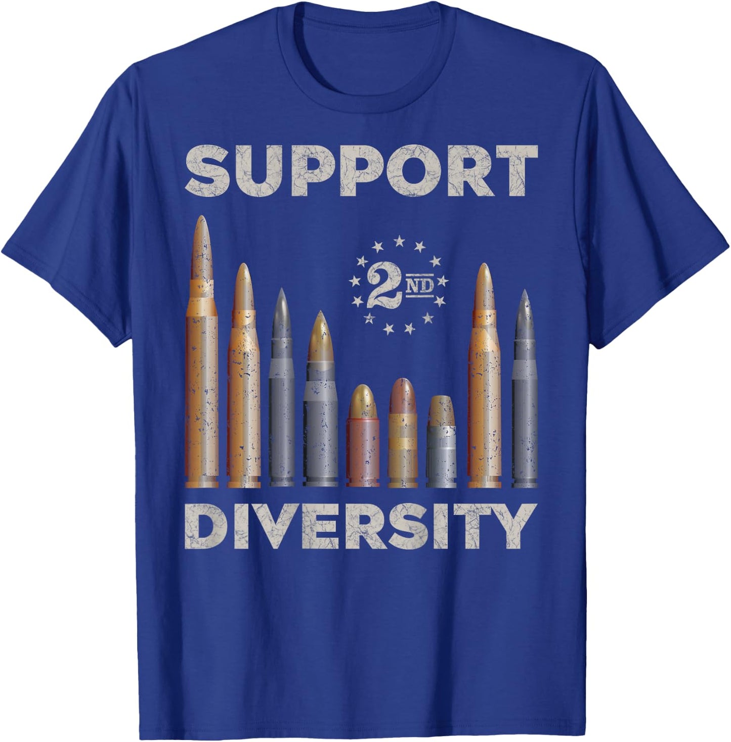 Support Diversity Bullet/Second Amendment Gun Rights Back T-Shirt - T-Shirt | Royal