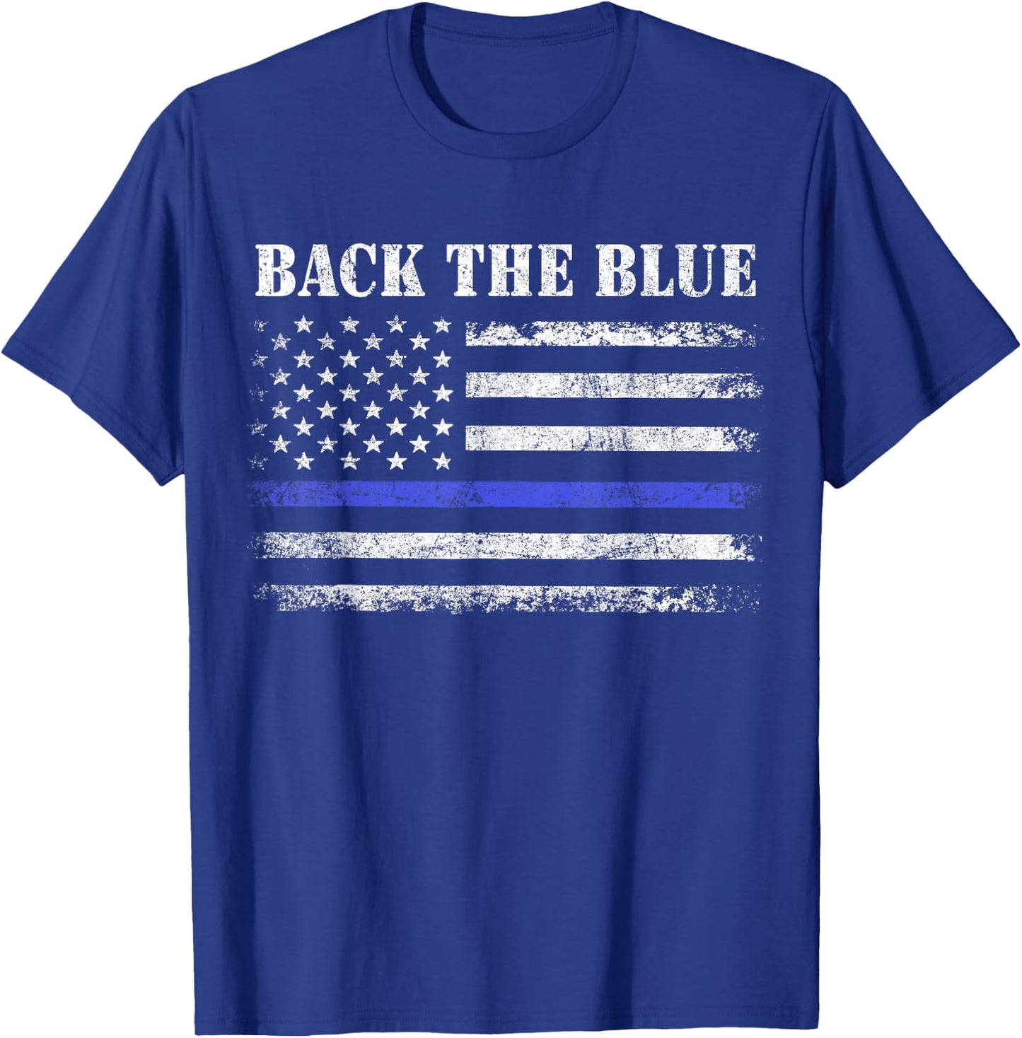 Back The Blue Thin Blue Line American Flag Police Support T-Shirt - T-Shirt | Royal