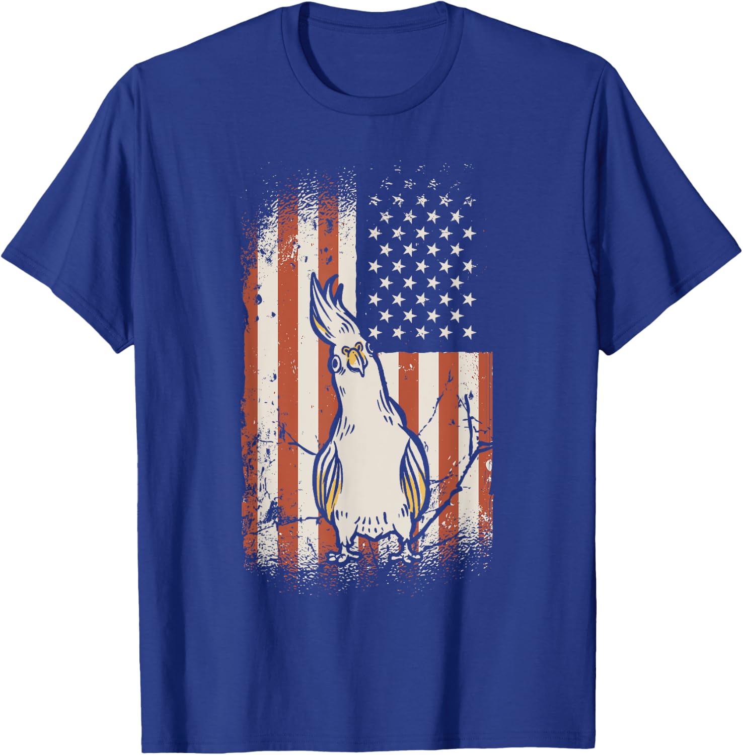 Cockatiel American Flag Bird Lover Patriotic Cockatiel T-Shirt - T-Shirt | Royal