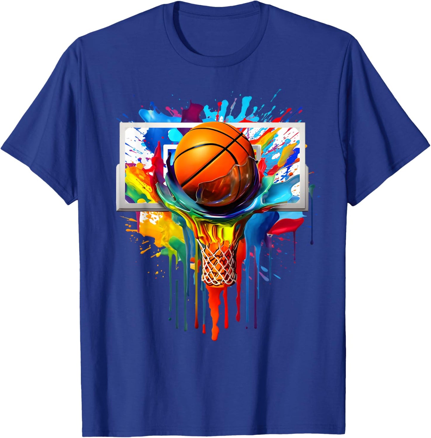 Colorful Basketball Tie Dye Color Splash Hoop Net Slam Dunk T-Shirt - T-Shirt | Royal
