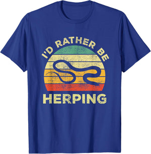 Herpetology And Herping Vintage Gift I'd Rather Be Herping T-Shirt - T-Shirt | Royal