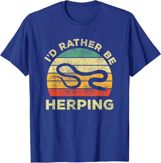 Herpetology And Herping Vintage Gift I'd Rather Be Herping T-Shirt - T-Shirt | Royal