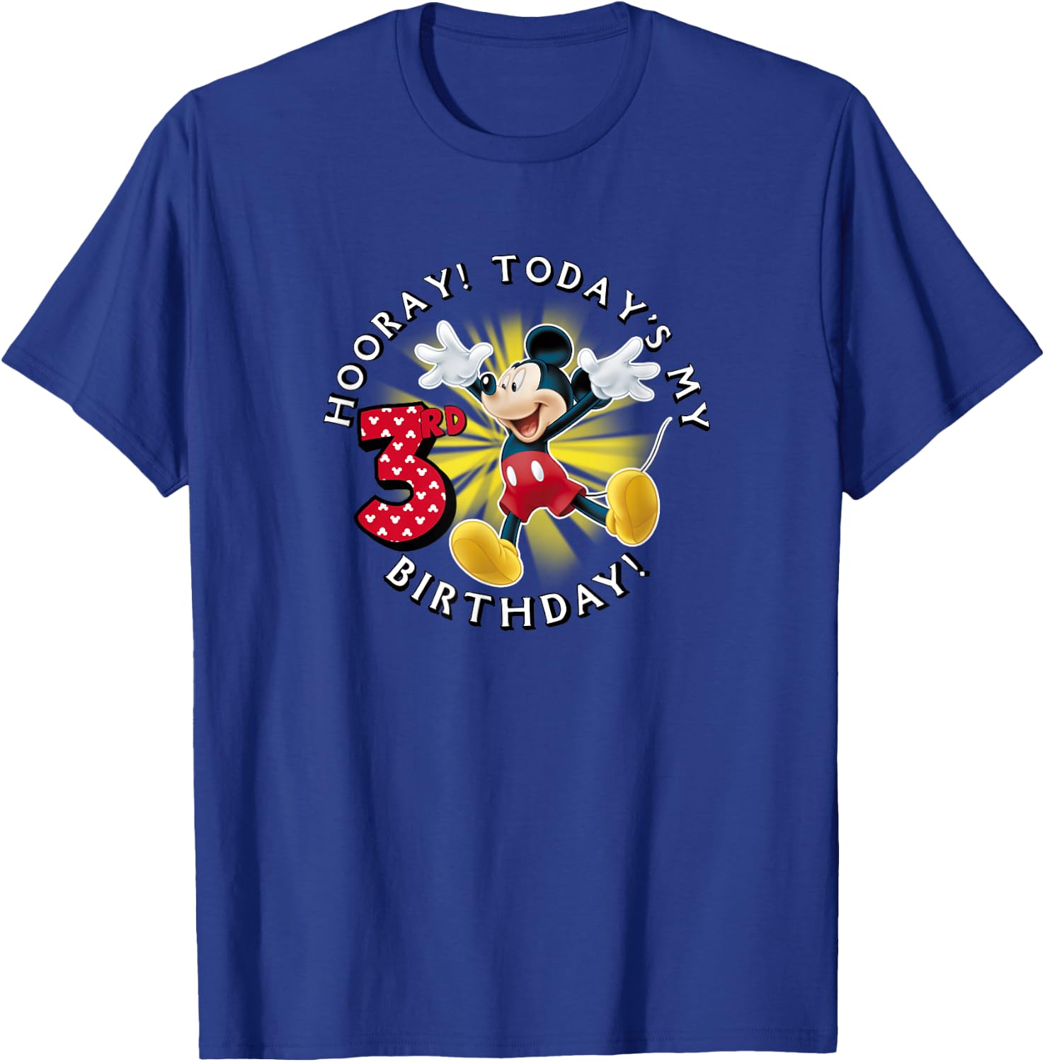 Disney Mickey Mouse Hooray! Today's My 3rd Birthday T-Shirt - T-Shirt | Royal
