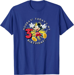 Disney Mickey Mouse Hooray! Today's My 3rd Birthday T-Shirt - T-Shirt | Royal