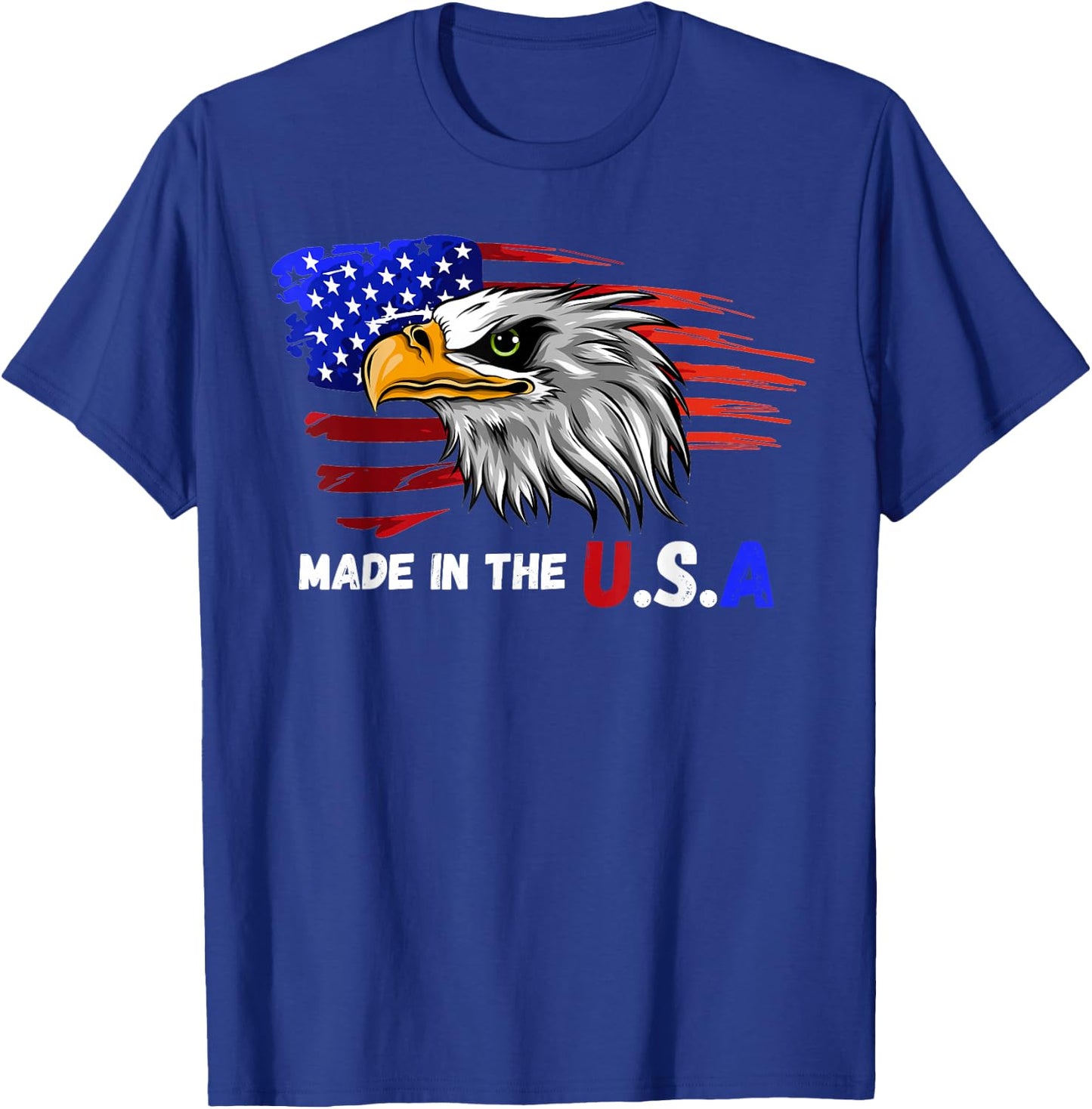 Made In The U.S.A Bald Eagle Patriotic Flag Tattoo T-Shirt - T-Shirt | Royal