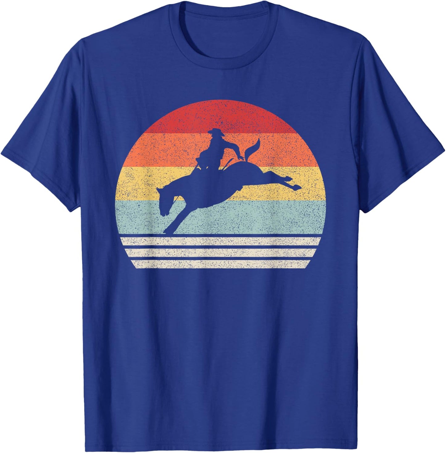 Retro Rodeo Bucking Bronc Riding Bronco Horse T-Shirt - T-Shirt | Royal