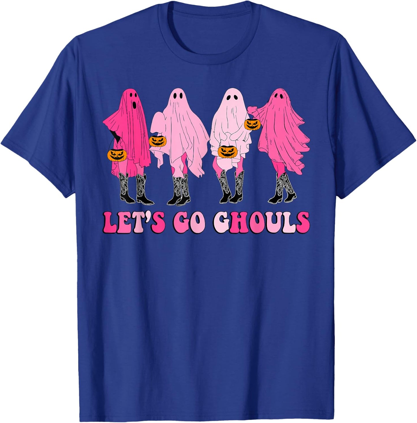 Let’s Go Ghouls Groovy Trick Or Treat Ghosts Halloween T-Shirt - T-Shirt | Royal