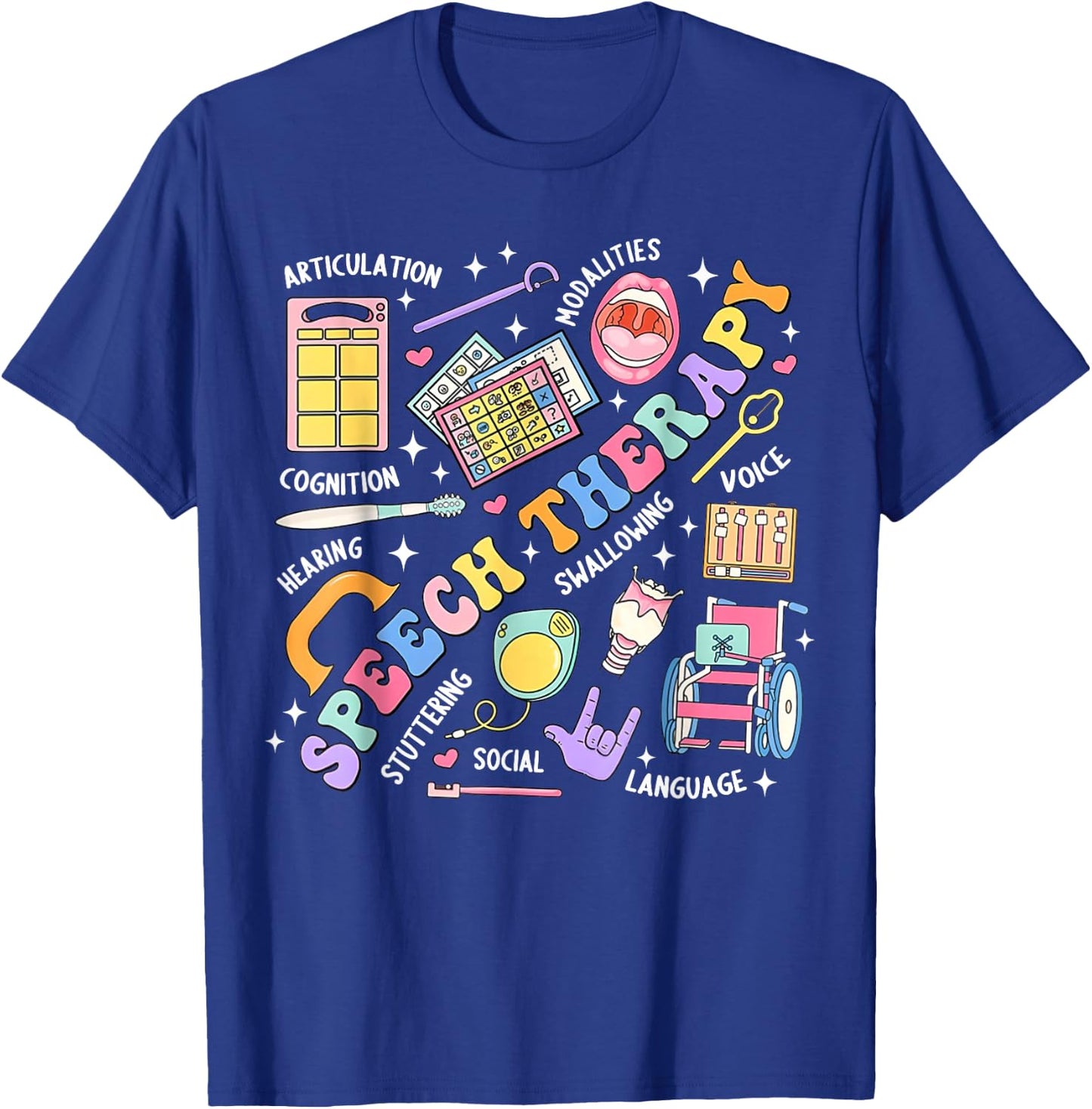 Speech Therapy Retro Groovy Language Pathologist Therapist T-Shirt - T-Shirt | Royal