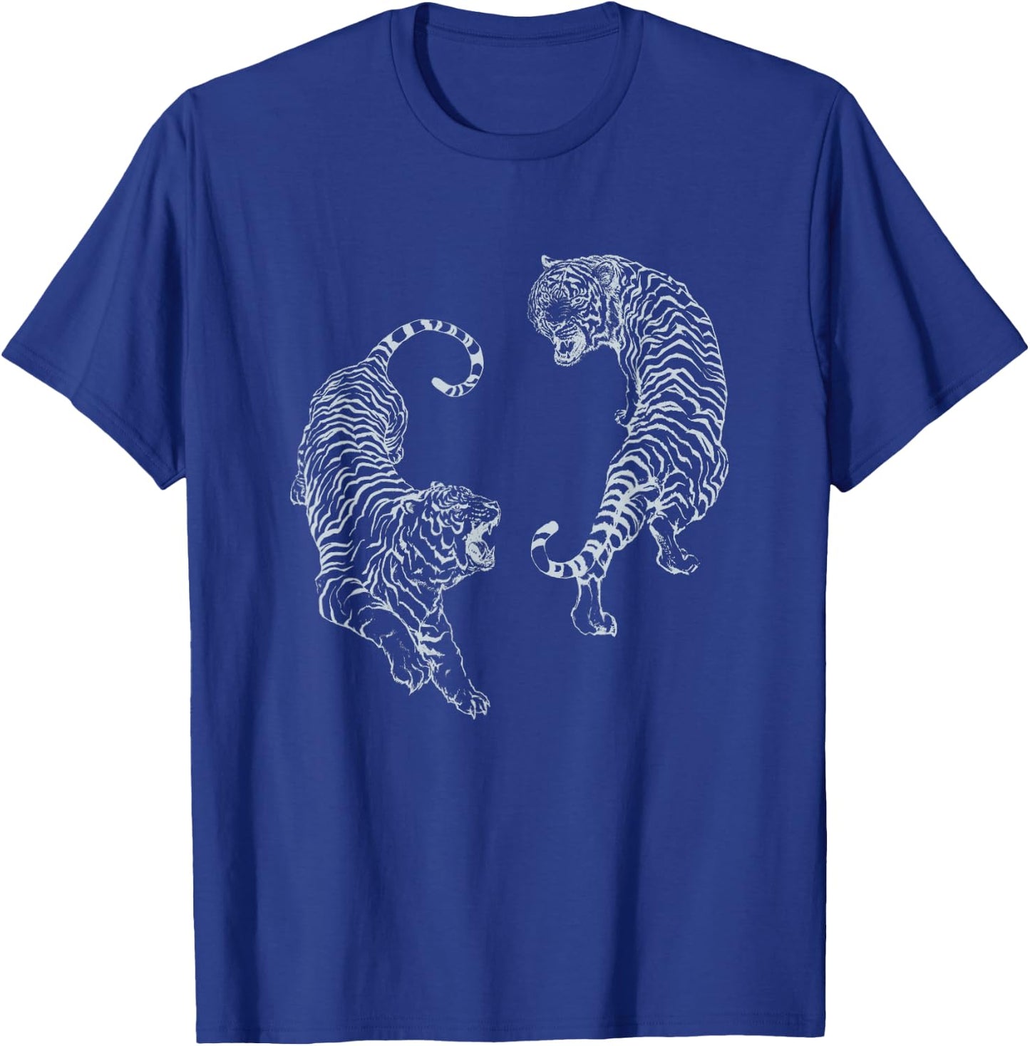 Vintage Tiger Aesthetic Tattoo Art Twin Tigers T-Shirt - T-Shirt | Royal