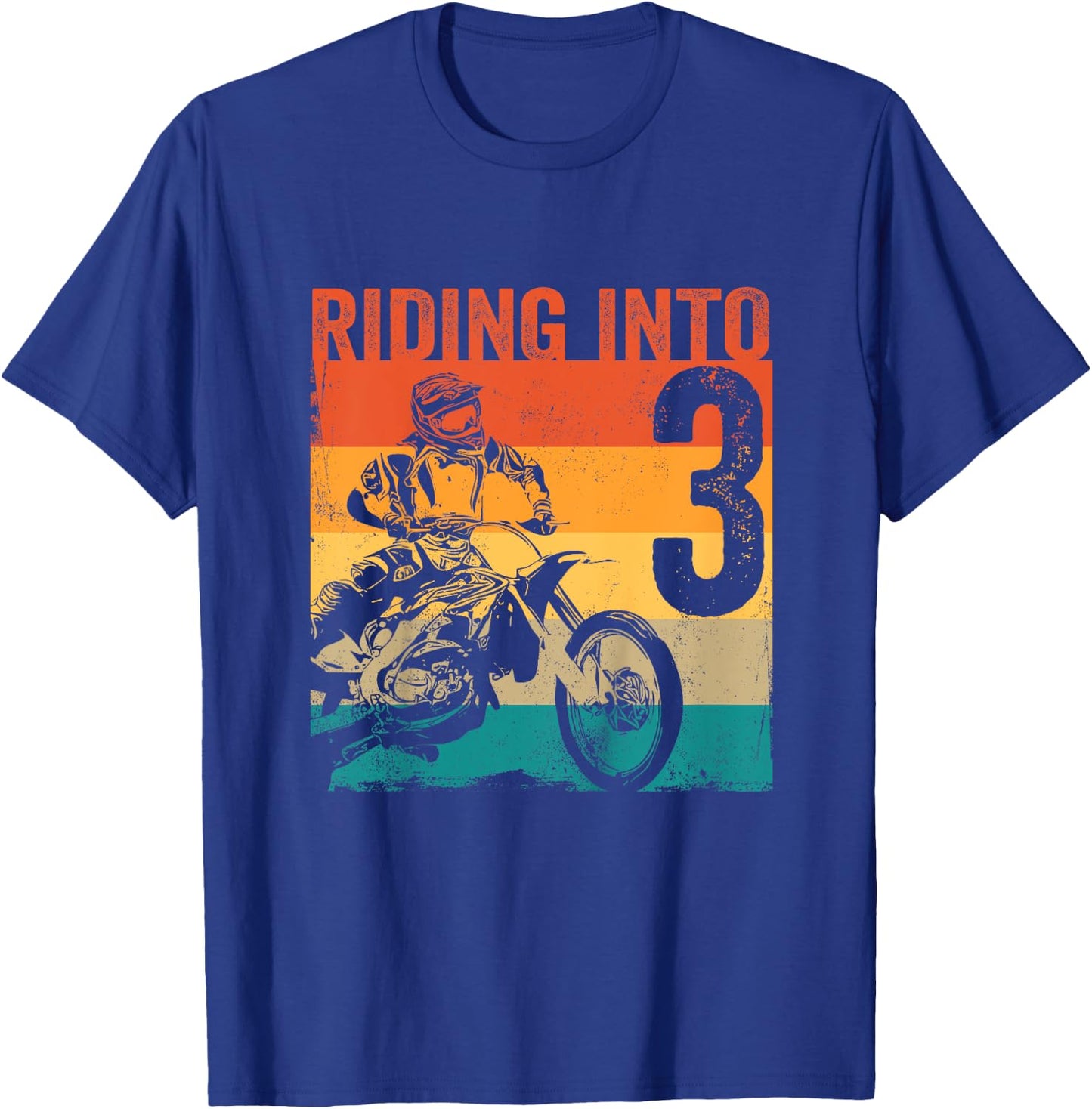 Kids Motocross 3 Years Old Dirt Bike 3rd Birthday Party T-Shirt - T-Shirt | Royal