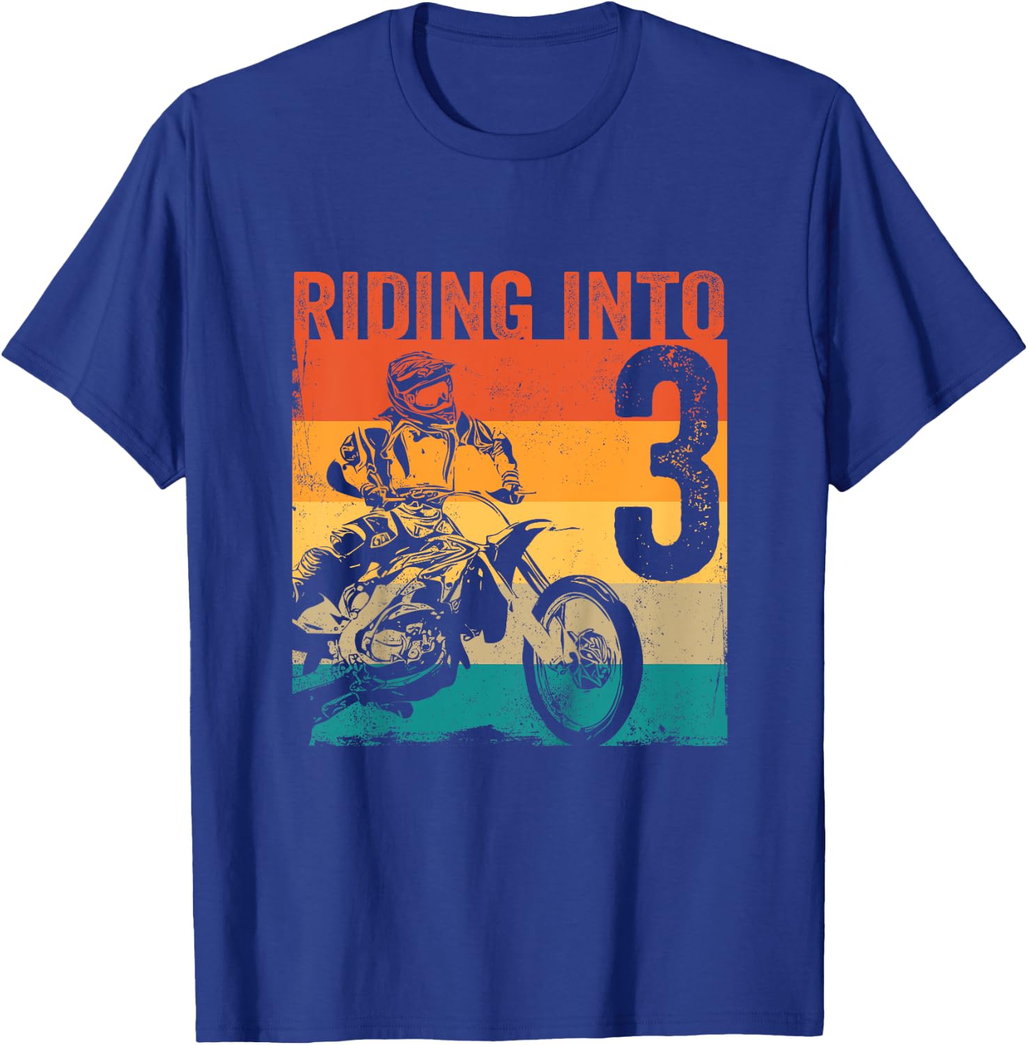 Kids Motocross 3 Years Old Dirt Bike 3rd Birthday Party T-Shirt - T-Shirt | Royal