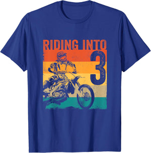Kids Motocross 3 Years Old Dirt Bike 3rd Birthday Party T-Shirt - T-Shirt | Royal