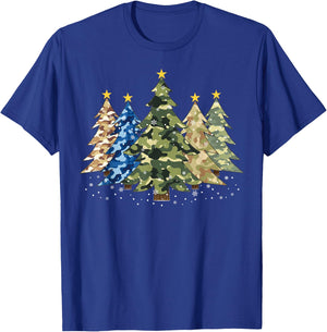 Camo Print Christmas Trees with Camouflage Print Xmas T-Shirt - T-Shirt | Royal