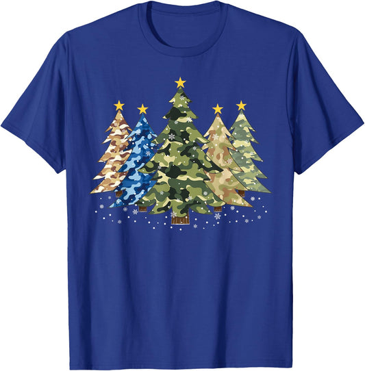 Camo Print Christmas Trees with Camouflage Print Xmas T-Shirt - T-Shirt | Royal