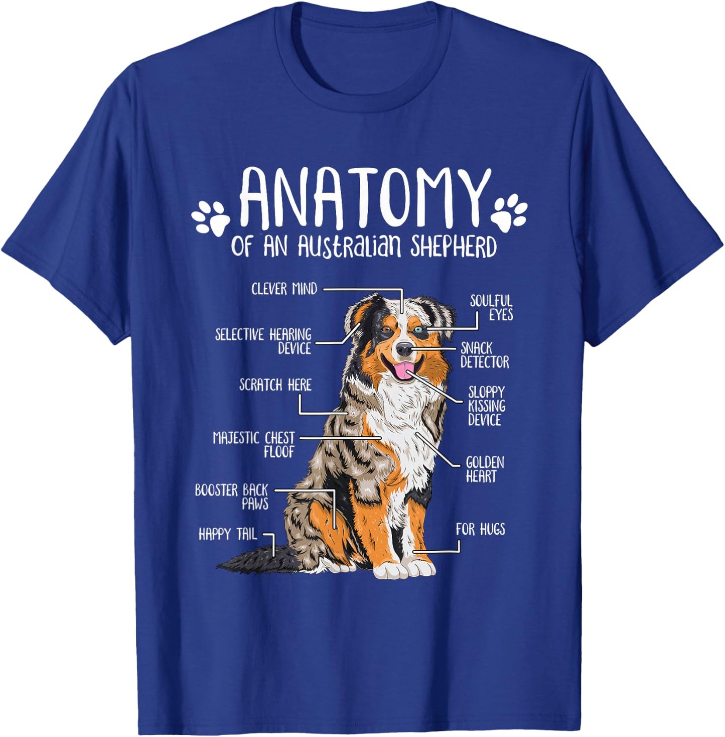Funny Anatomy Australian Shepherd Dog Lover Aussie Small T-Shirt - T-Shirt | Royal