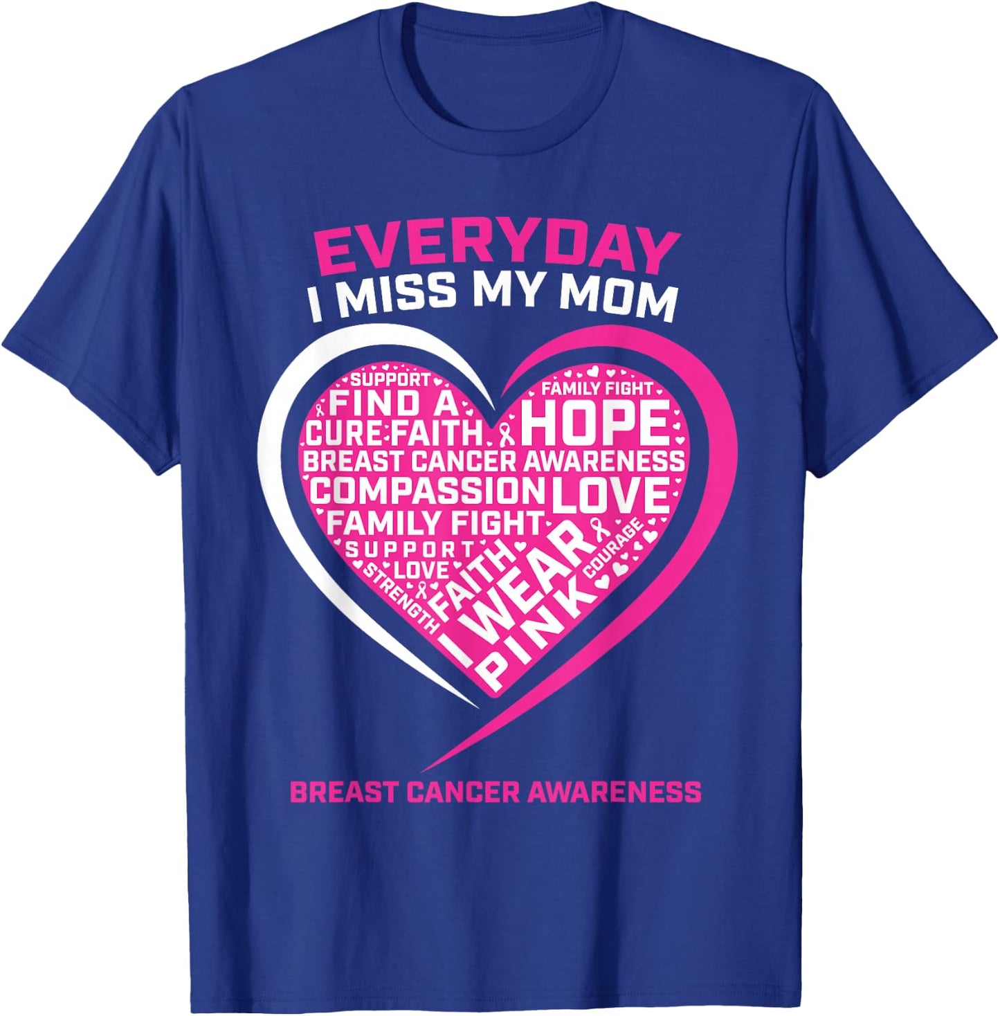 Remembrance In Memory Of My Mom Pink Breast Cancer Awareness T-Shirt - T-Shirt | Royal