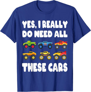 Yes I Really Do Need All These Cars Fun Trucks Boys Kids T-Shirt - T-Shirt | Royal