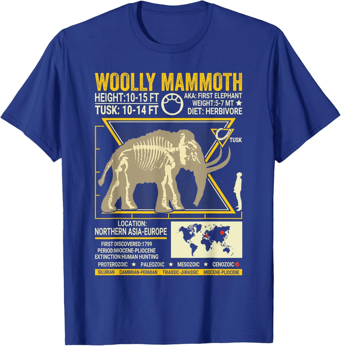 Woolly Mammoth Science Anatomy Extinct Animal Lover Facts T-Shirt - T-Shirt | Royal