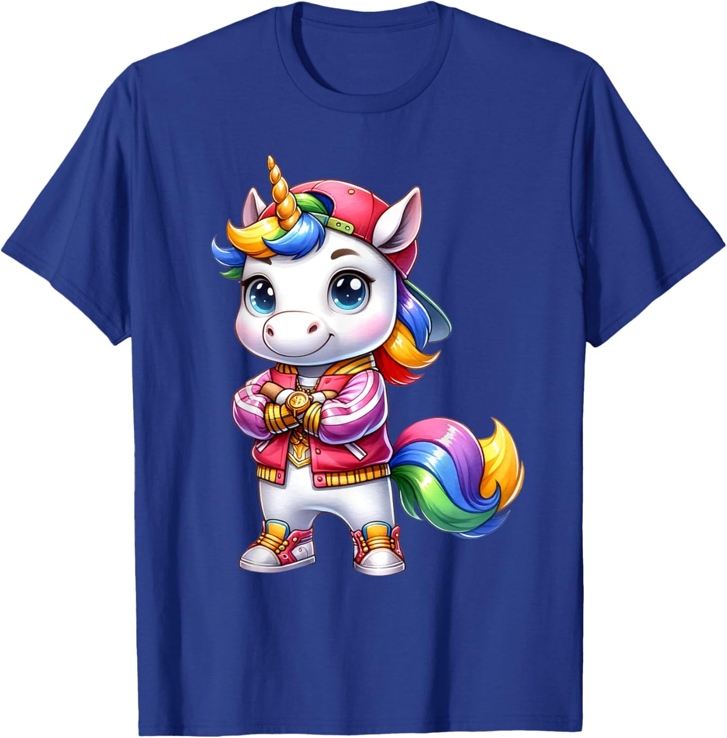 Hip Hop Unicorn Rainbow Swag Kids Fun T-Shirt - T-Shirt | Royal